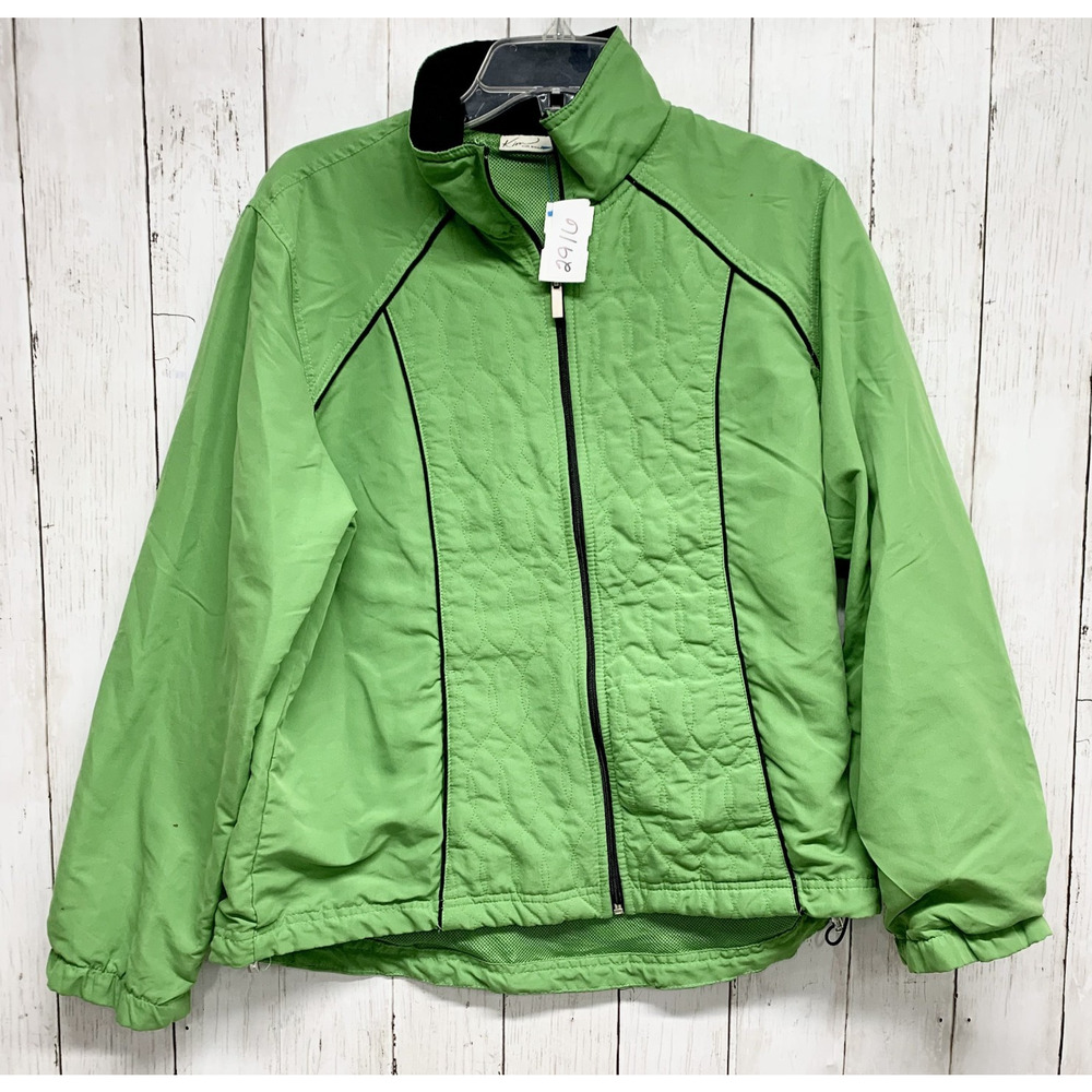 Vintage Kim Rogers Jacket Women Size Large Green Collared Full Zip Long Sleeve‎
